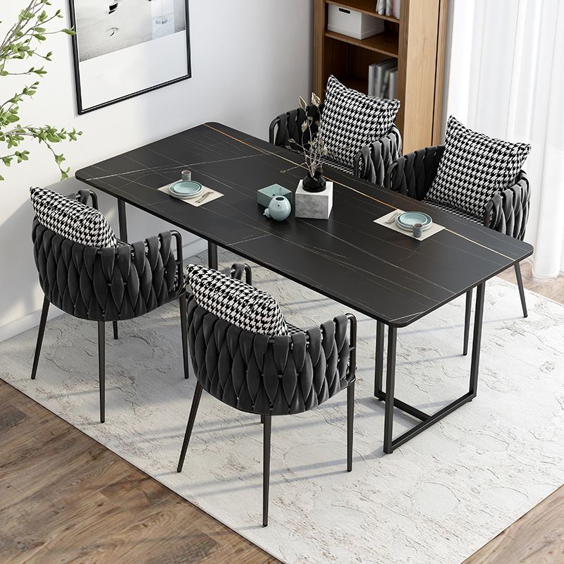 Industrial Black Table for Restaurant Rectangle Dining Table with Double Pedestal Clearhalo 'Dining Tables & Seating' 'Dining Tables' 'dining_table' 'furn' 'furn_dining_table' 'Furniture' 'furniture_dining_table' 'Kitchen & Dining Furniture' 'kitchen' 'kitchen_dining_table' 1200x1200_64c8e420-6ae7-4767-bda9-1647a8e4df69