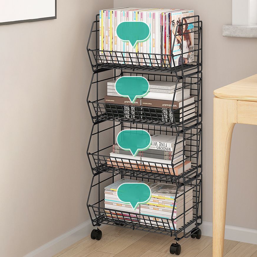 10.43"W Bookshelf Contemporary Style Bookcase for Study Room Office with Casters Clearhalo 'Bookcases' 'furn' 'furn_bookcases' 'Furniture' 'Office Furniture' 1200x1200_64cc1bc2-4be0-4202-a5da-b2aad0d69e9f