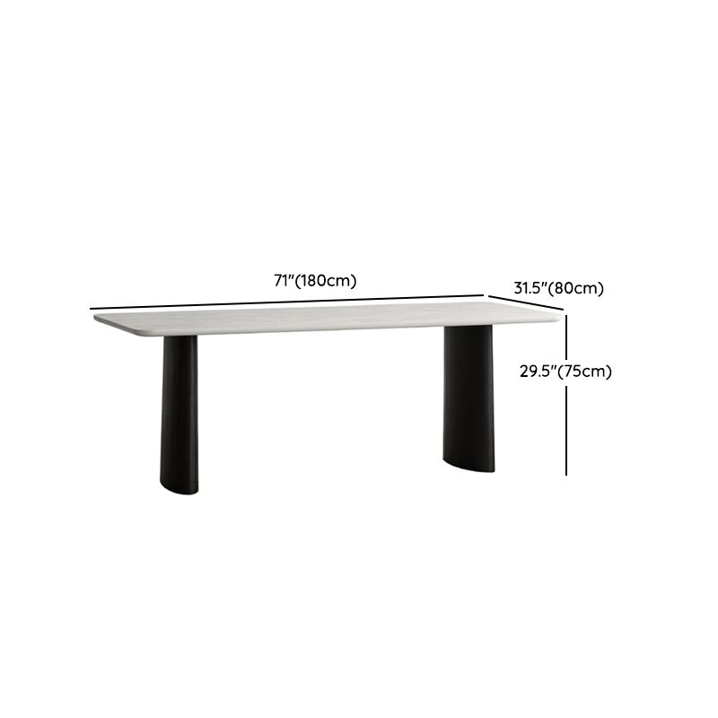 Contemporary White Retractable Wooden Dining Table with Double Pedestal Clearhalo 'Dining Tables & Seating' 'Dining Tables' 'dining_table' 'furn' 'furn_dining_table' 'Furniture' 'Kitchen & Dining Furniture' 1200x1200_64cc4786-59fc-4df6-b7d3-460e4fae988a