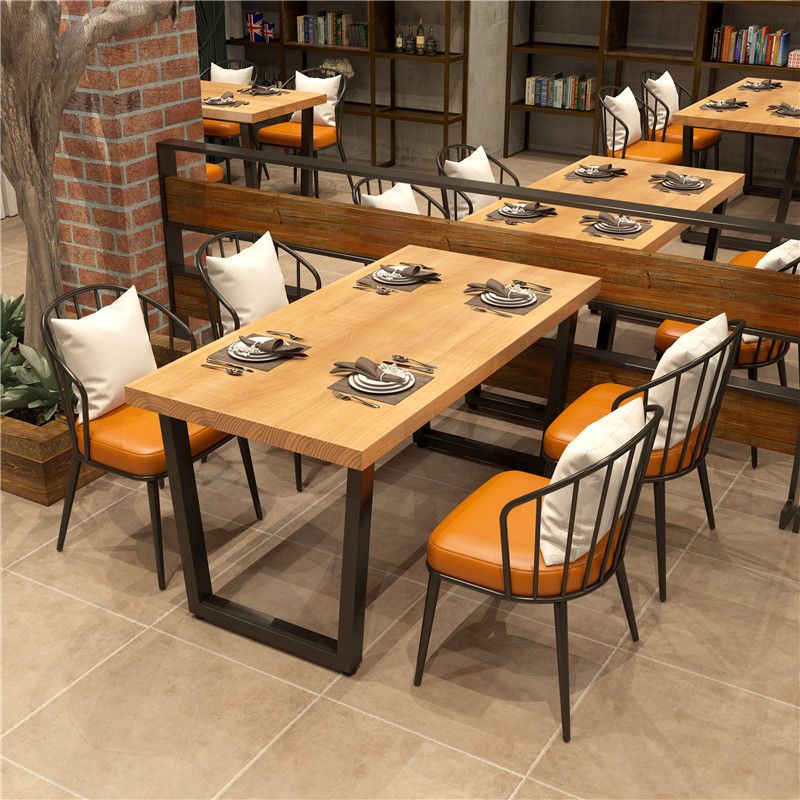 Rectangle Industrial Solid Wood Dining Room Set Double Pedestal Table Dining Table Sets Clearhalo 'Dining Room Sets' 'Dining Tables & Seating' 'dining_room_set' 'furn' 'furn_dining_room_set' 'Furniture' 'furniture_dining_room_set' 'Kitchen & Dining Furniture' 'kitchen&dining_furn' 'kitchen' 1200x1200_64ced74c-94db-4bf8-8ec6-9cf6edd20616
