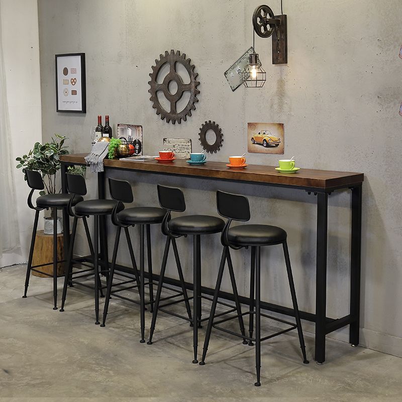 Coffee Shop Rectangle Wood Top Counter Table Iron Base Industrial Bar Table Clearhalo 'Bar Furniture' 'Bar Tables' 'bar_tables' 'furn' 'furn_bar_tables' 'Furniture' 'furniture_bar_tables' 'Kitchen & Dining Furniture' 1200x1200_64cf674e-35ab-4627-89be-37898bf8e7d0