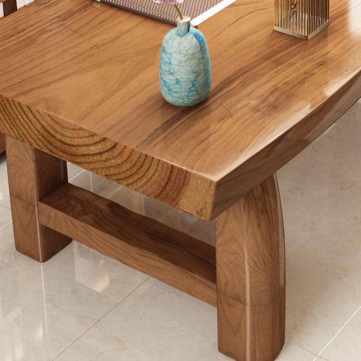 Pine Solid Wooden Table Rectangle Dining Table with Double Pedestal, in Brown Clearhalo ' dining_table' 'Dining Tables & Seating' 'Dining Tables' 'furn' 'furn_dining_table' 'Furniture' 'furniture_dining_table' 'Kitchen & Dining Furniture' 'kitchen&dining_furn' 'kitchen' 'kitchen_dining_table' 1200x1200_64cf7a42-1f0f-44c7-b91d-bcc27f37e52d