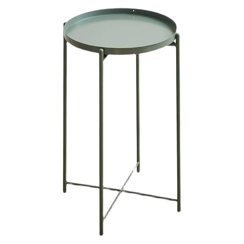 Mid-Century Round Tray Top Side Table Metal Cross Legs End Table Clearhalo 'Coffee & Accent Tables' 'End & Side Tables' 'end_side_tables' 'furn' 'furn_end_side_tables' 'Furniture' 'Living Room Furniture' 1200x1200_64d04196-710f-4712-882c-c6d2ef379c24