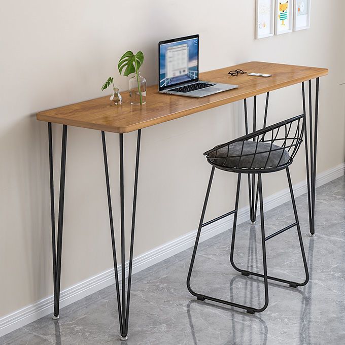 Mesa de altura de contador superior rectángulo con mesa de barra base de metal