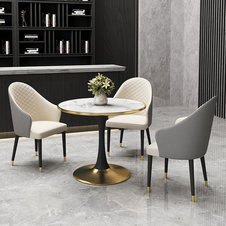 31.5-inch Metal Contemporary Dining Table Round Table for Kitchen Clearhalo ' dining_table' 'Dining Tables & Seating' 'Dining Tables' 'furn' 'furn_dining_table' 'Furniture' 'furniture_dining_table' 'Kitchen & Dining Furniture' 'kitchen&dining_furn' 'kitchen' 'kitchen_dining_table' 1200x1200_64d3c908-ba2a-4ec4-8b79-55f15dac0739