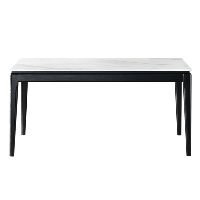 Rectangle Retro Modern Dining Table 4 Legs White Fixed Table of Sintered Stone Clearhalo 'Dining Tables & Seating' 'Dining Tables' 'dining_table' 'furn' 'furn_dining_table' 'Furniture' 'Kitchen & Dining Furniture' 1200x1200_64d689db-60bb-40ce-b6e5-e2f8a8f1228d