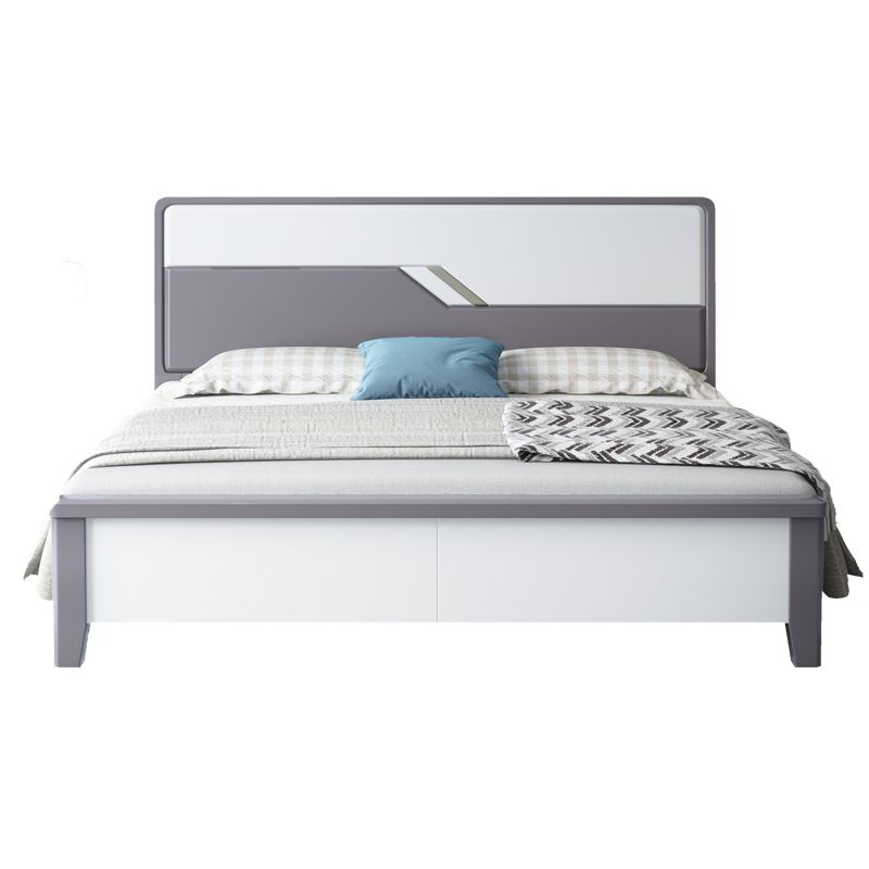 43.3" Tall Contemporary Standard Bed with Headboard, Solid Wood Panel Bed