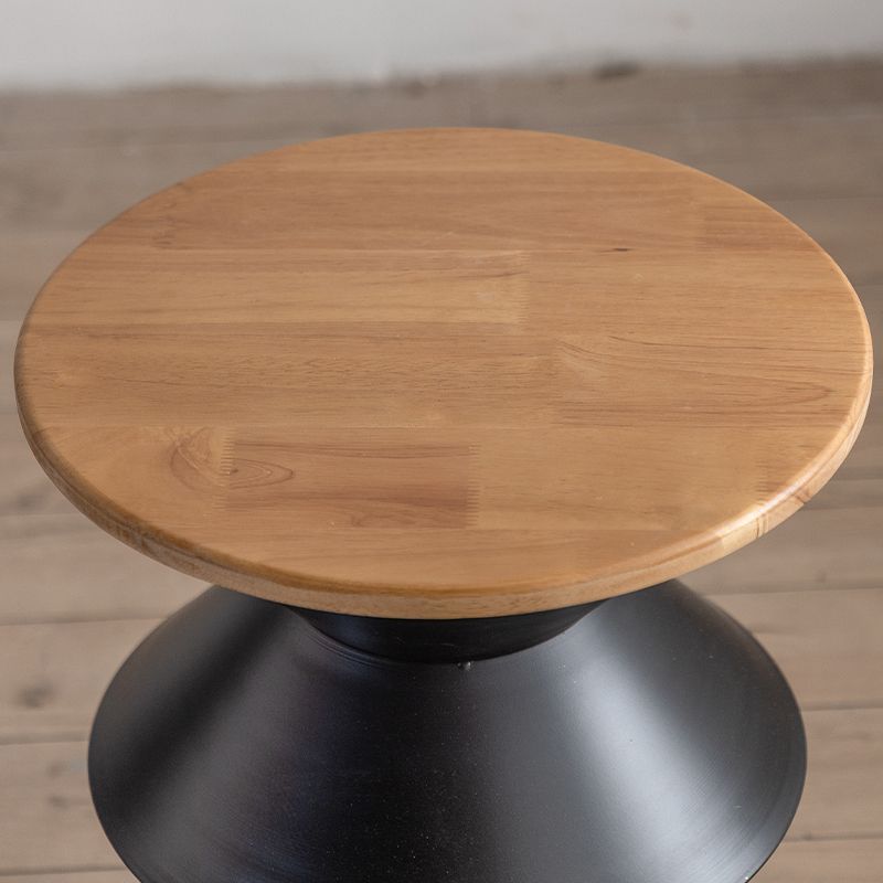 Round Solid Wood Top Coffee Table Iron Pedestal Cocktail Table Clearhalo 'Coffee & Accent Tables' 'Coffee Tables' 'coffee_tables' 'furn' 'furn_coffee_tables' 'Furniture' 'Living Room Furniture' 1200x1200_64d8a7f3-6f96-4f5d-baeb-76077735c2b1