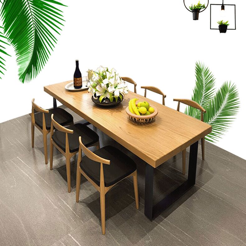 Industrial Rectangle Wood Table Standard Height Dining Table with Double Pedestal Base Clearhalo 'Dining Tables & Seating' 'Dining Tables' 'dining_table' 'furn' 'furn_dining_table' 'Furniture' 'furniture_dining_table' 'Kitchen & Dining Furniture' 'kitchen' 'kitchen_dining_table' 1200x1200_64d9dab6-2acc-4990-93cd-e90a2088b77f
