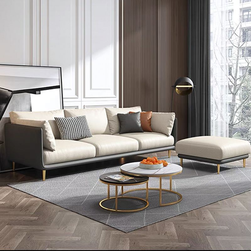 Faux Leather Stain-Resistant Pillowed Back Cushions Sectionals Sofa for Three People Clearhalo 'furn' 'furn_sectionals' 'Furniture' 'furniture_sectionals' 'Living Room Furniture' 'Sectionals' 1200x1200_64dbbe16-ef0c-41c4-afde-91ccae33b033