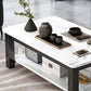 Rectangular Glass 4 Legs Coffee Cocktail Table with Storage Shelf Clearhalo 'Coffee & Accent Tables' 'Coffee Tables' 'coffee_tables' 'furn' 'furn_coffee_tables' 'Furniture' 'Living Room Furniture' 1200x1200_64dc10d4-f6c5-4629-830e-db5182a569ab