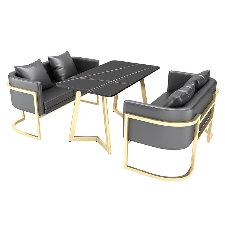 Industrial Style Sintered Stone Dinner Room Kitchen Table Black Table with Gold Frame Clearhalo ' dining_table' 'Dining Tables & Seating' 'Dining Tables' 'furn' 'furn_dining_table' 'Furniture' 'furniture_dining_table' 'Kitchen & Dining Furniture' 'kitchen&dining_furn' 'kitchen' 'kitchen_dining_table' 1200x1200_64dd0f11-c5d0-4e60-a940-d2eb736ec720