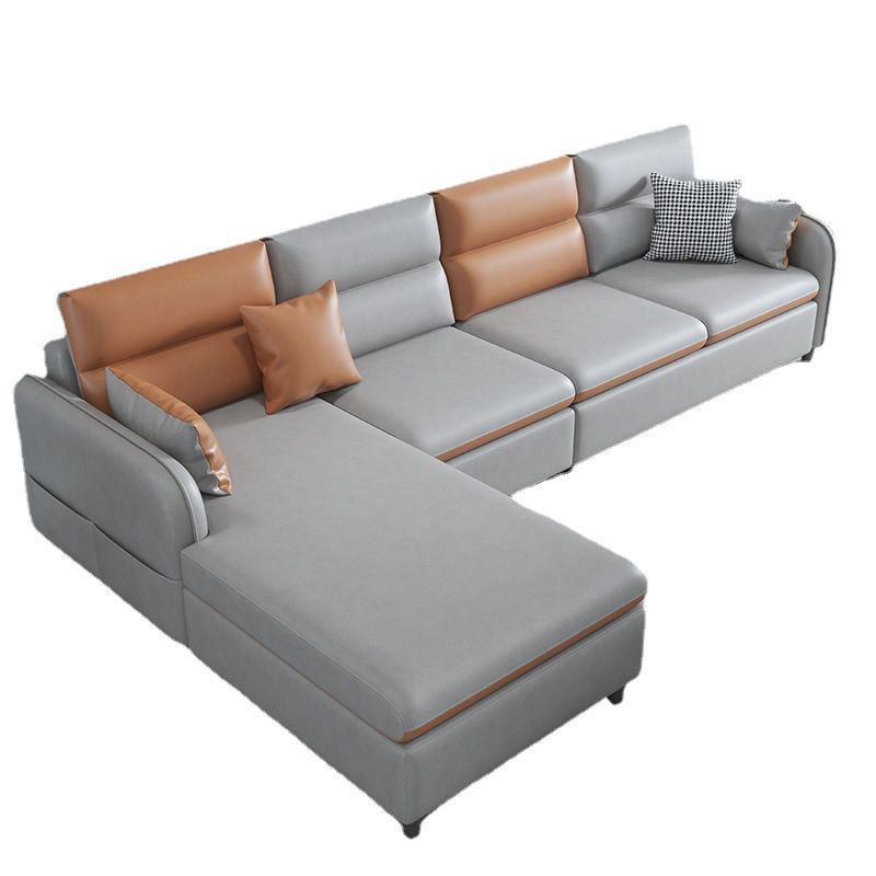 Multicolor Choice Imitation Leather Sofa Bed Embedded Armrest with Pillow Back Sofa