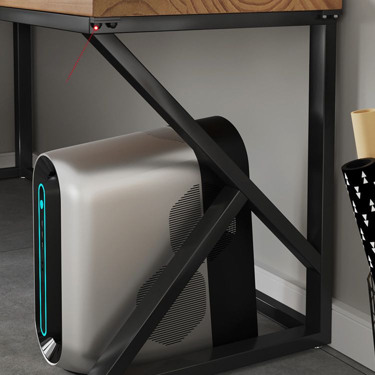 L字型作業テーブル産業用ソリッドウッド固定オフィステーブル