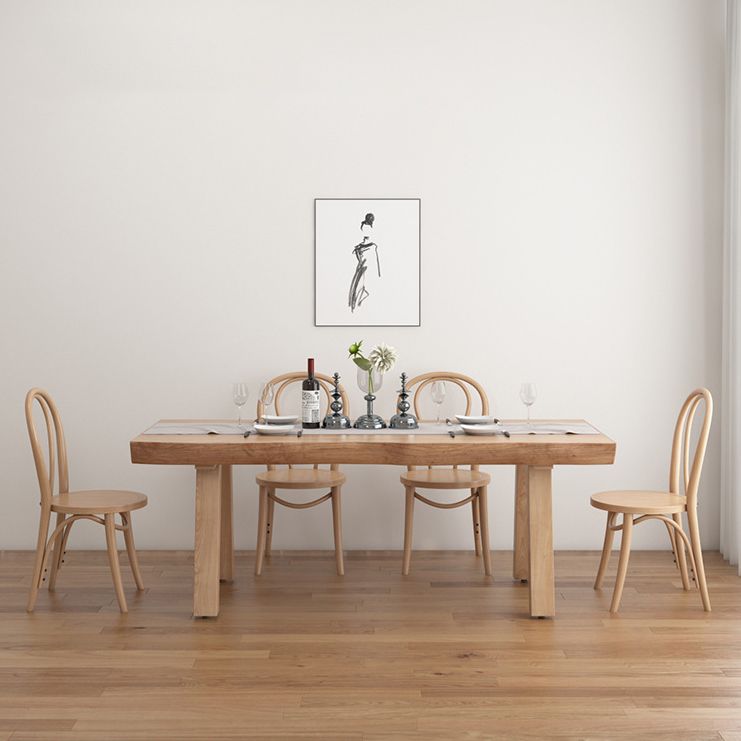 Table à manger rectangulaire de style moderne, table en bois avec pieds en bois pour la maison