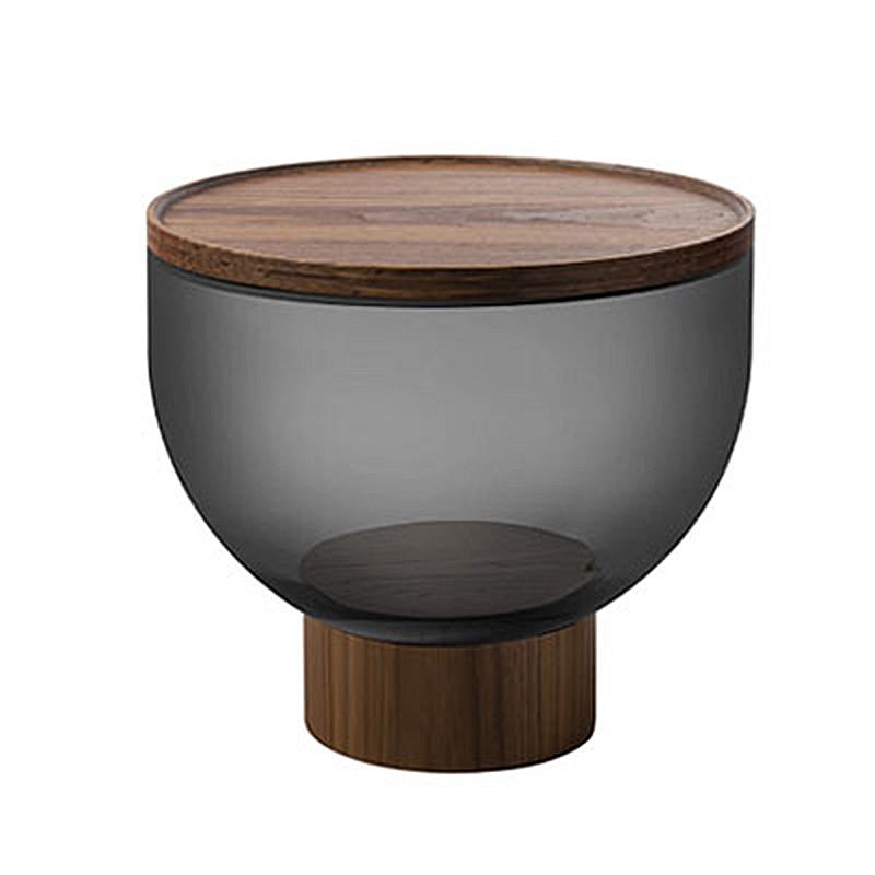 Modern Round Solid Oak Top End Table 53/44" Tall Drum End Table with Storage