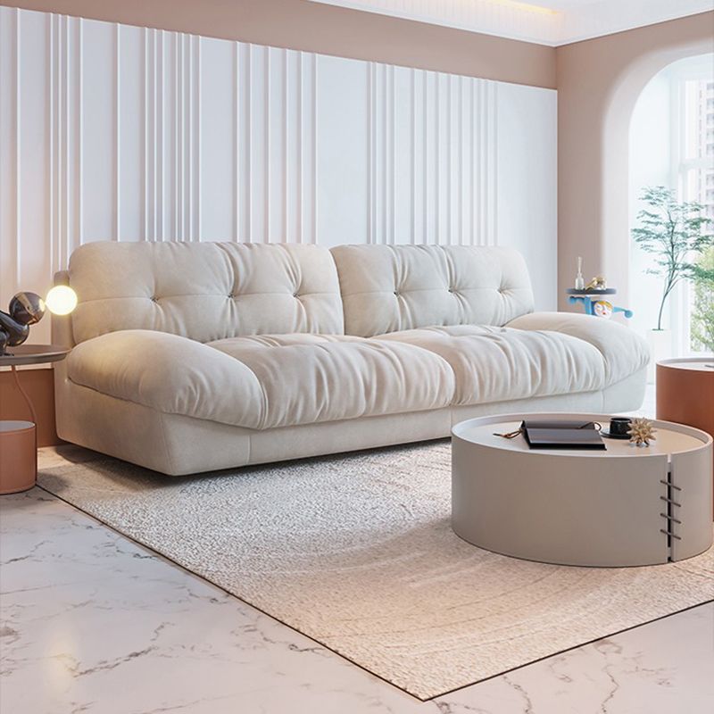 Modern Tufted Back Settee 31.49" High Armless Seating in Beige