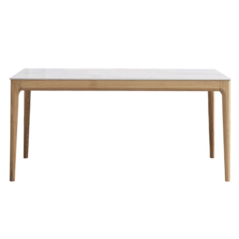 Rectangle Retro Modern Dining Table White Sintered Stone Top 4 Legs Fixed Table Clearhalo 'Dining Tables & Seating' 'Dining Tables' 'dining_table' 'furn' 'furn_dining_table' 'Furniture' 'Kitchen & Dining Furniture' 1200x1200_64e90be7-3c8a-43b4-86af-a7a80ec639c4