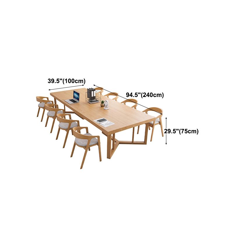 Rectangle Modern Solid Wood Standard Height Table Double Pedestal Dining Table Clearhalo 'Dining Tables & Seating' 'Dining Tables' 'dining_table' 'furn' 'furn_dining_table' 'Furniture' 'furniture_dining_table' 'Kitchen & Dining Furniture' 'kitchen' 'kitchen_dining_table' 1200x1200_64ebc497-03d2-4ca9-923e-30a0332e13c5