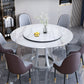 Round Sintered Stone Dining Table Modern Turntable Furniture with Solid Wood Pedestal Base Clearhalo 'Dining Tables & Seating' 'Dining Tables' 'dining_table' 'furn' 'furn_dining_table' 'Furniture' 'Kitchen & Dining Furniture' 1200x1200_64ef94a9-fa24-4e7f-b454-b610d9ee7537