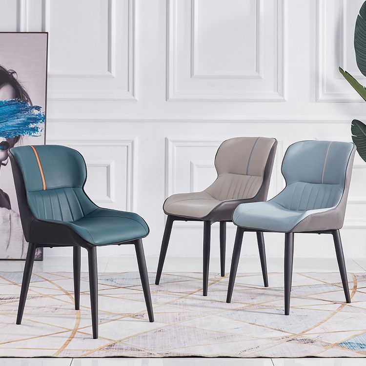 Contemporary Dining Arm Chairs Matte Finish Leather Curved Parsons Chair Clearhalo ' kitchen&dining_furn' 'Dining Chairs' 'Dining Tables & Seating' 'dining_chair' 'furn' 'furn_dining_chair' 'Furniture' 'furniture_dining_chair' 'Kitchen & Dining Furniture' 'kitchen' 1200x1200_64f19144-0322-4206-a359-04224e7297d9