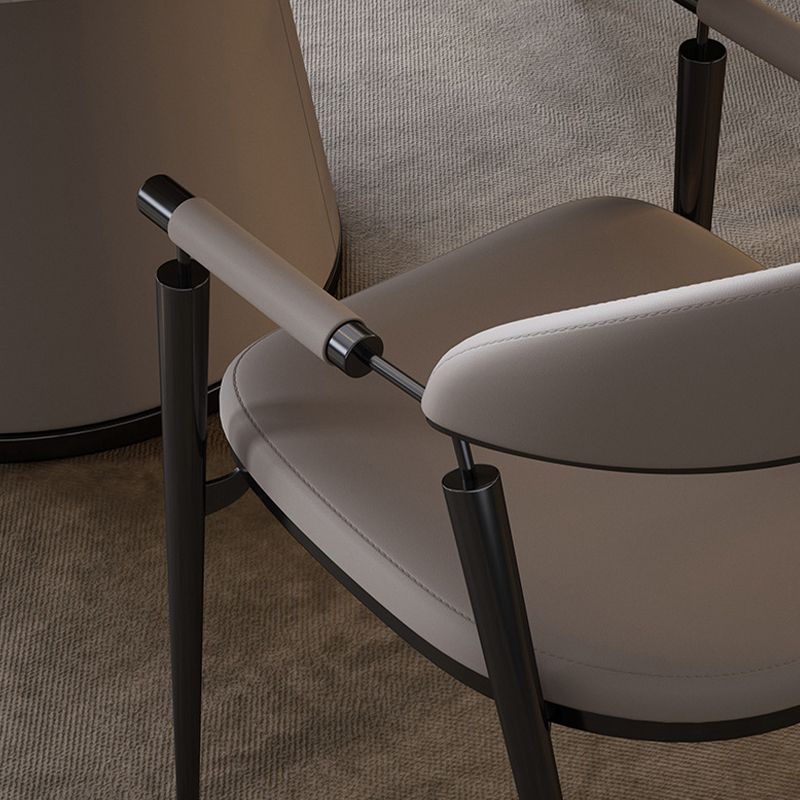 Glam Upholstered Arm Chair Dining Room Metal Dining Arm Chair