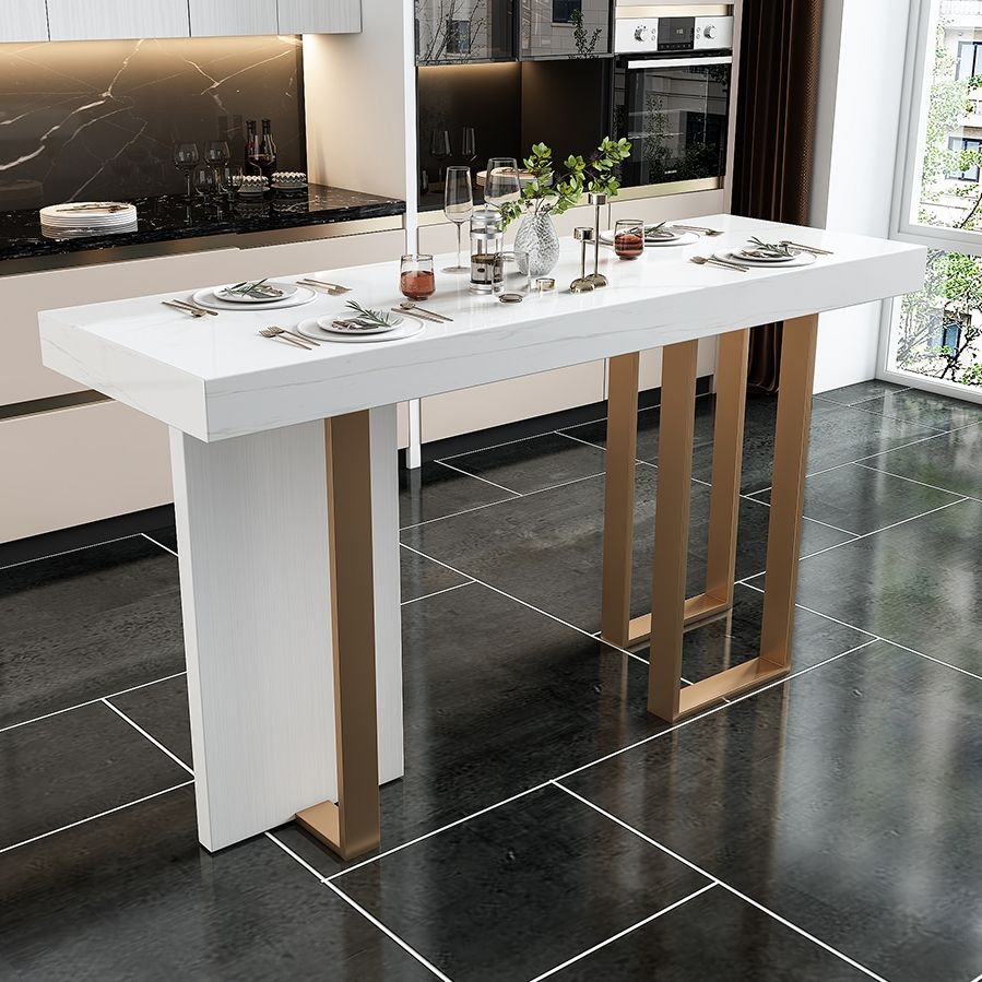 Glam Faux Marble Bistro Bar Table Rectangle Metal Base Bar Table Clearhalo 'Bar Furniture' 'Bar Tables' 'bar_tables' 'furn' 'furn_bar_tables' 'Furniture' 'Kitchen & Dining Furniture' 1200x1200_64f4237e-96bd-4c53-917c-64fbc90069bd