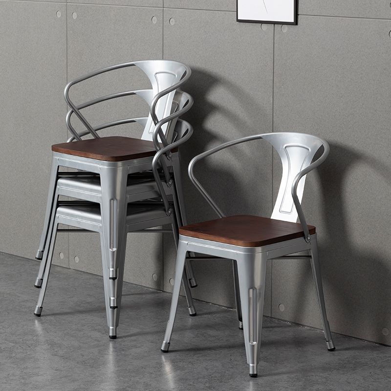 Metal Industrial Dining Chair Slat Back Stacking Arm Chair for Restaurant Clearhalo ' kitchen&dining_furn' 'Dining Chairs' 'Dining Tables & Seating' 'dining_chair' 'furn' 'furn_dining_chair' 'Furniture' 'furniture_dining_chair' 'Kitchen & Dining Furniture' 'kitchen' 1200x1200_64f47320-3b02-4260-9d5a-ab8d492a4173