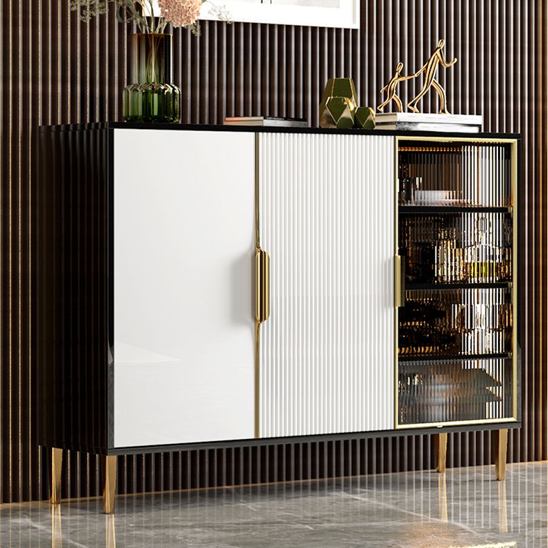 Legno ingegnerizzato glam 33.4 "H Server buffet per sala da pranzo a buffet in bianco e nero