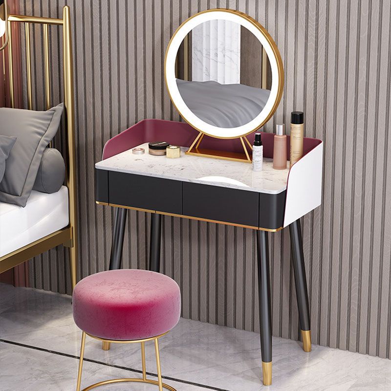 Scrivania per vanity per trucco con top in pietra contemporanea con cassetto in legno