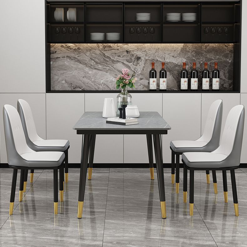 Sintered Stone Dining Table Industrial Style Black 4 Legs Base Rectangle Table for Home Clearhalo ' dining_table' 'Dining Tables & Seating' 'Dining Tables' 'furn' 'furn_dining_table' 'Furniture' 'furniture_dining_table' 'Kitchen & Dining Furniture' 'kitchen&dining_furn' 'kitchen' 'kitchen_dining_table' 1200x1200_64faa843-d05a-4ec1-8a60-f28abb2e15d5