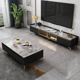 Gabinete de televisión de almacenamiento de TV de piedra estilo glam.