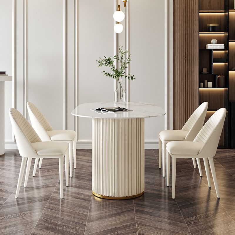 Traditional Luxury Dining Table Oval Sintered Stone White Dining Table for Home Use Clearhalo 'Dining Tables & Seating' 'Dining Tables' 'dining_table' 'Furniture' 'furniture_dining_table' 'Kitchen & Dining Furniture' 'kitchen' 'kitchen_dining_table' 1200x1200_64fc795a-e3de-4147-b5e5-a99072d03a3b