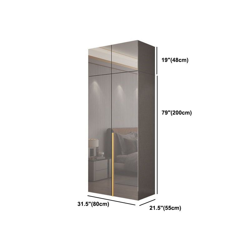 Contemporary Style Wood Wardrobe Gray Colour 1-Drawer Wardrobe Closet for Home Clearhalo 'Armoires & Wardrobes' 'armoires_wardrobes' 'Bedroom Furniture' 'furn' 'furn_armoires_wardrobes' 'Furniture' 1200x1200_64ff521f-f595-45af-9c78-0850dd305160