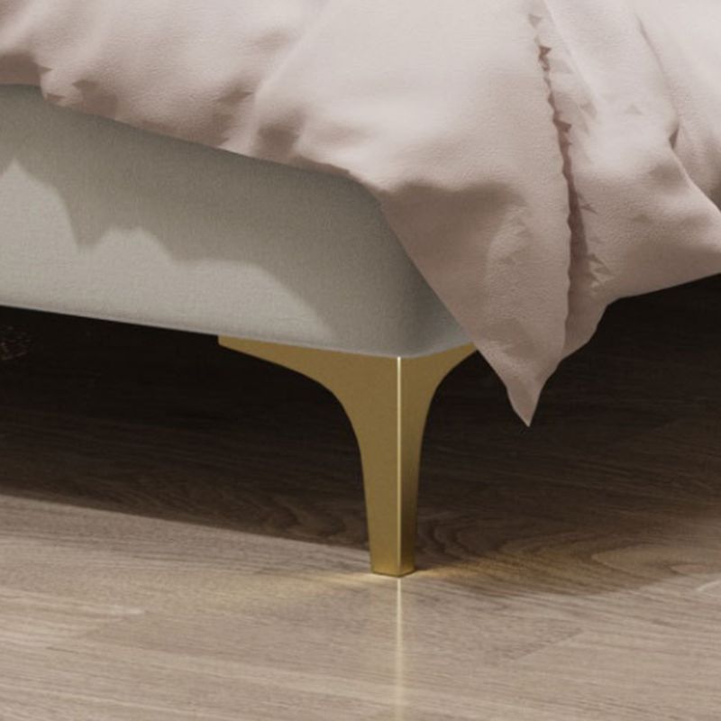 Letto a pannello bianco in finta pelle in pelle 40,16 "H letto imbottito a basso profilo con gambe metalliche