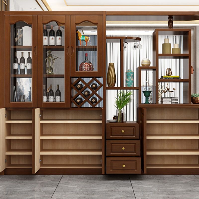 Los estantes de madera sólida incluyen gabinete de acento moderno para la sala de estar