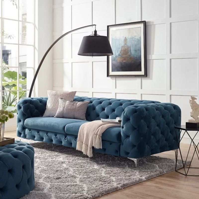 Contemporary Tufted Back Sofa with Tuxedo Arm for Livingroom