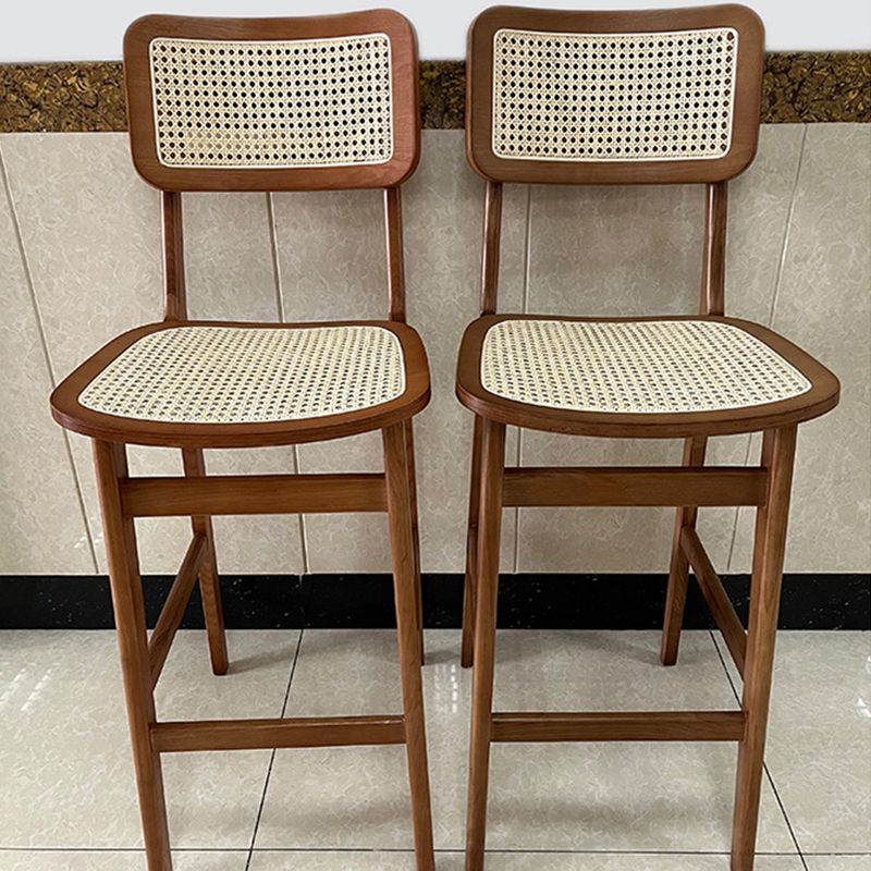 Contemporary Wood Bar and Counter Stool Rattan Low Back Stool with 4 Legs Clearhalo 'Bar Furniture' 'Bar Stools' 'bar_stools' 'furn' 'furn_bar_stools' 'Furniture' 'furniture_bar_stools' 'Kitchen & Dining Furniture' 1200x1200_6500f23f-eb2a-4a92-a5ca-5e28f778da9c