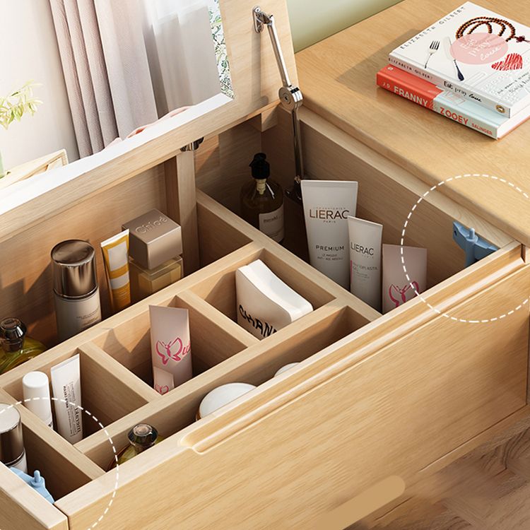 Trucco in legno in legno vanità camera da letto tostata con specchio