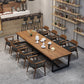 Metal Industrial Rectangle Table Pine Wood Top Indoor Table with Trestle Clearhalo 'Dining Tables & Seating' 'Dining Tables' 'dining_table' 'furn' 'furn_dining_table' 'Furniture' 'furniture_dining_table' 'Kitchen & Dining Furniture' 'kitchen' 'kitchen_dining_table' 1200x1200_6502b01d-1afe-4472-a786-9ad1f7ad5b7d