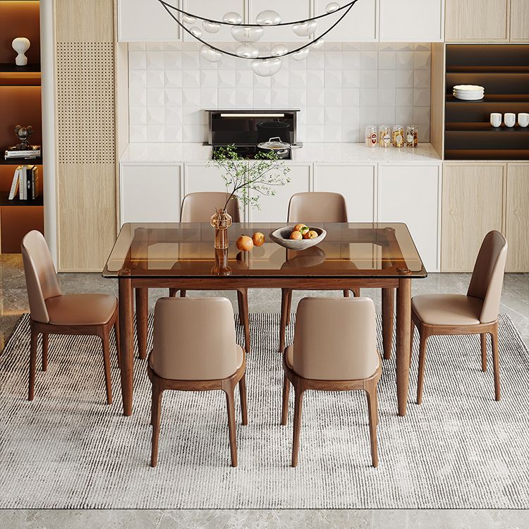 Modern Glass Dining Table Solid Wood Dining Table for Dining Room Clearhalo 'Dining Tables & Seating' 'Dining Tables' 'dining_table' 'furn' 'furn_dining_table' 'Furniture' 'furniture_dining_table' 'Kitchen & Dining Furniture' 'kitchen' 'kitchen_dining_table' 1200x1200_6502dc72-9fb1-4dca-859b-456df3cd09f2