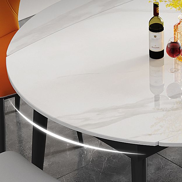Space-Saving Minimalist Sintered Stone Top Kitchen Table Set of Black Legs Base for Dining Room Clearhalo 'Dining Room Sets' 'Dining Tables & Seating' 'dining_room_set' 'furn' 'furn_dining_room_set' 'Furniture' 'furniture_dining_room_set' 'Kitchen & Dining Furniture' 'kitchen&dining_furn' 'kitchen' 1200x1200_650319dc-a363-47a6-926a-e85c8b4cc4c8