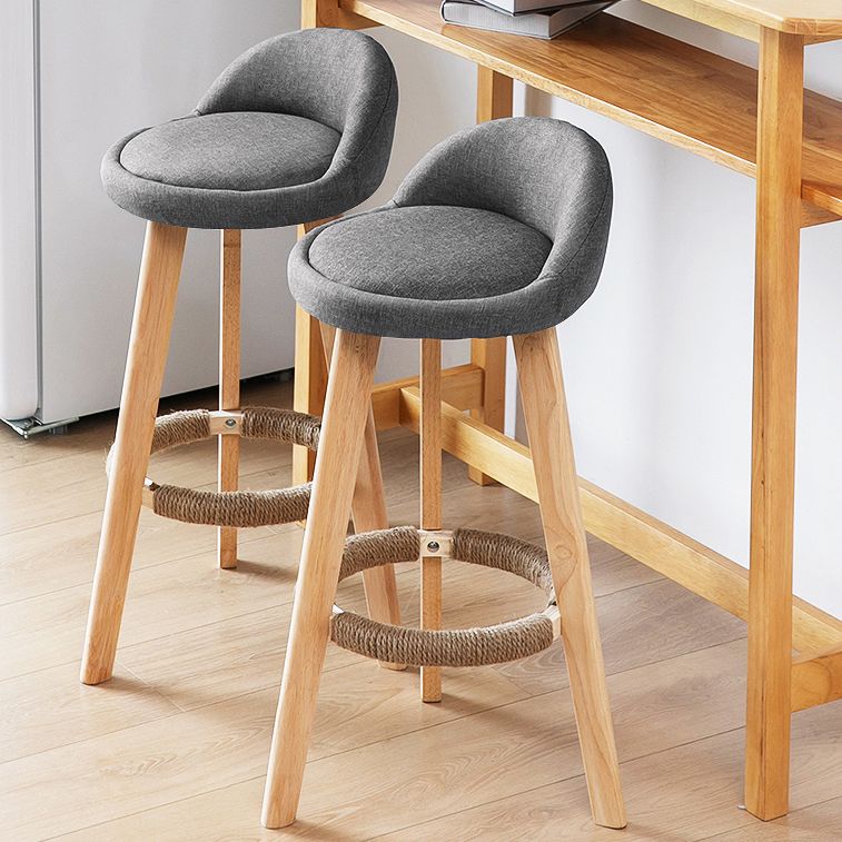 Modern Fabric Footrest Bar Stool Indoor Low Back Round Counter Stool with Wood Legs Clearhalo 'Bar Furniture' 'Bar Stools' 'bar_stools' 'furn' 'furn_bar_stools' 'furniture_bar_stools' 'Kitchen & Dining Furniture' 'kitchen&dining_furn' 'kitchen' 'kitchen_furn' Furniture' 1200x1200_6504893d-1795-4f78-91f4-3bdf1e925514
