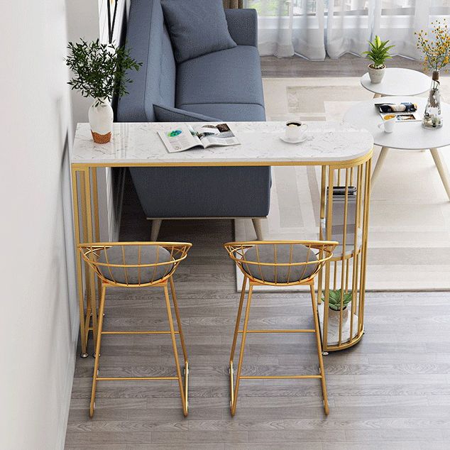 White Marble Bar Dining Table Glam Double Pedestal Bar Height Table Clearhalo 'Bar Furniture' 'Bar Tables' 'bar_tables' 'furn' 'furn_bar_tables' 'Furniture' 'Kitchen & Dining Furniture' 1200x1200_650538c1-fd8c-46e3-a235-82b9452886e9