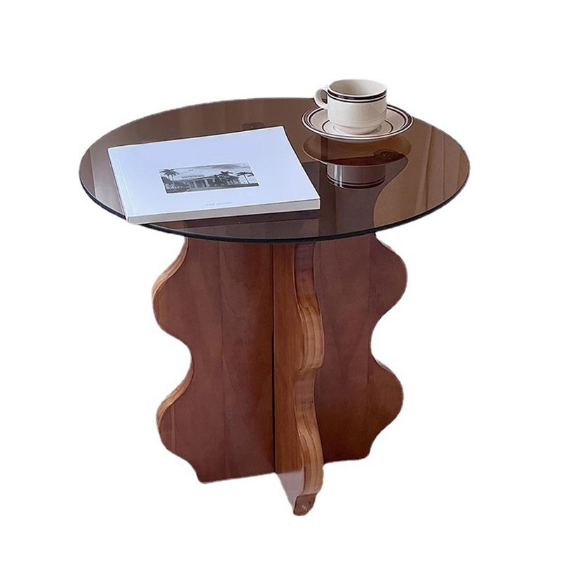Contemporary Side Table Glass Abstract Round Living Room End Table