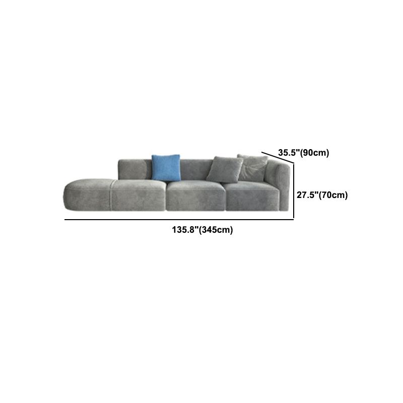 Canapé en velours gris avec chaise 68,9 "d canapé de bras carré avec oreillers