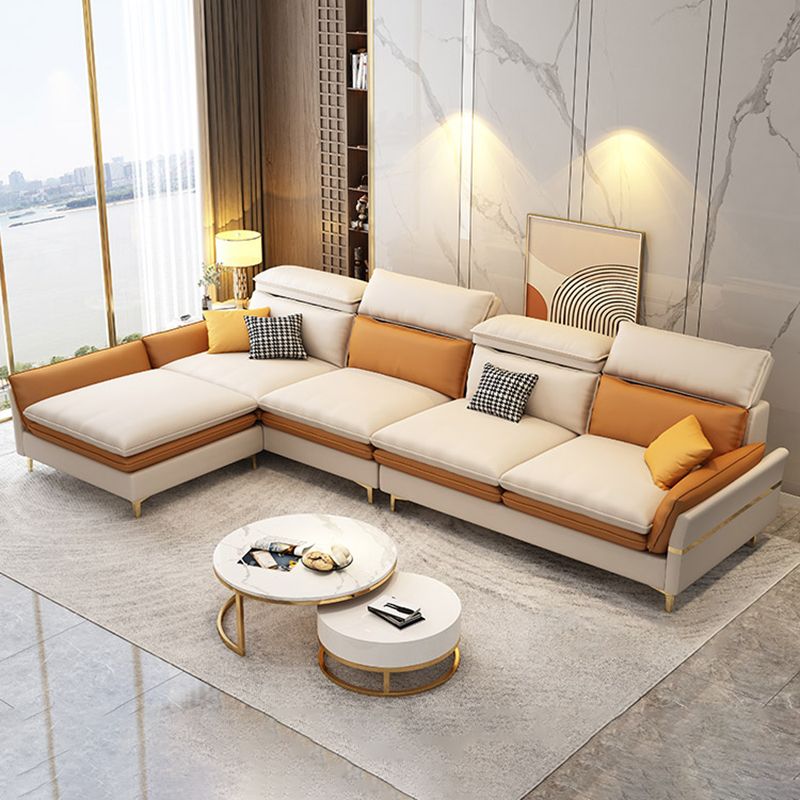 4-seat Faux Leather Sectional Sofa 31.50" High Sofa for Living Room Clearhalo 'furn' 'furn_sectionals' 'Furniture' 'Living Room Furniture' 'Sectionals' 1200x1200_65096ec8-77fd-489a-9d74-e949a356f371