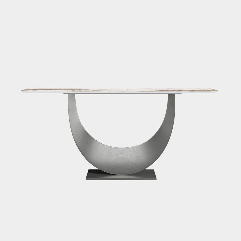 Glam Stone Console Table Stainless Steel Console Sofa Table for Hall