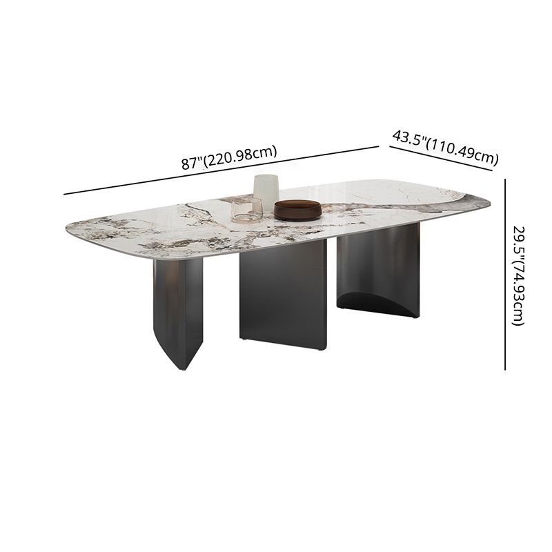 Standard Sintered Stone Top Dining Set with Black Metallic Legs for Kitchen Clearhalo 'Dining Room Sets' 'Dining Tables & Seating' 'dining_room_set' 'Furniture' 'furniture_dining_room_set' 'Kitchen & Dining Furniture' 'kitchen&dining_furn' 'kitchen' 1200x1200_650bc710-85ce-4d6d-a24f-c0a9d539635d