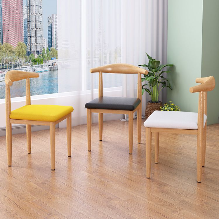 Modern Style Kitchen Leather Dining Chair Ladder Back Side Chair of 16" Wide with Metallic Base Clearhalo ' kitchen&dining_furn' 'Dining Chairs' 'Dining Tables & Seating' 'dining_chair' 'furn' 'furn_dining_chair' 'Furniture' 'furniture_dining_chair' 'Kitchen & Dining Furniture' 'kitchen' 1200x1200_650dacfd-7359-4c15-b94f-03fd7ec80058